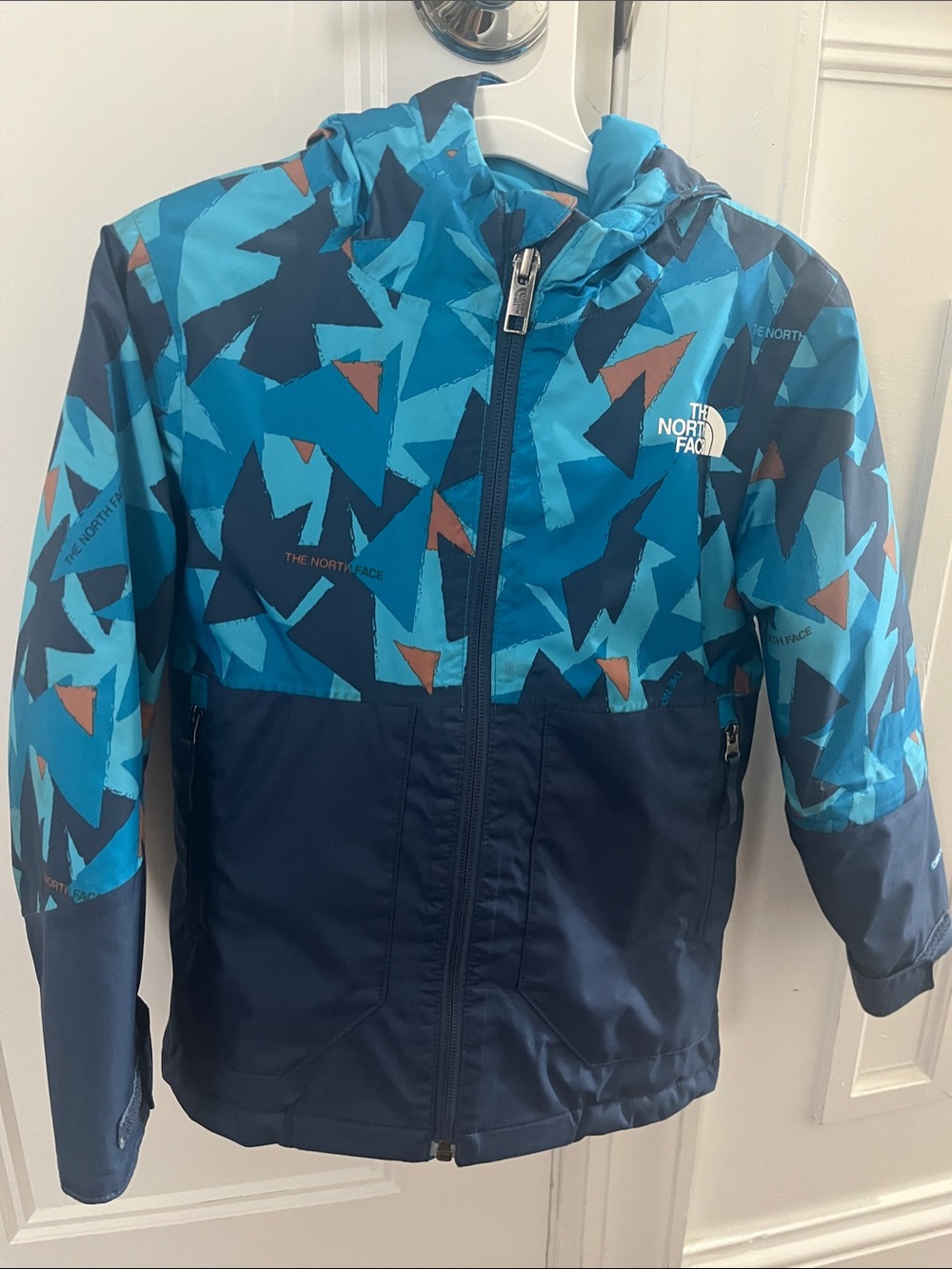The North Face Blue Teal Geometric Hooded Jacket